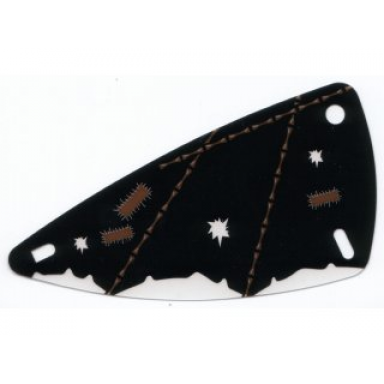 trans-clear plastic triangle 6 x 12 wing with patched cloth pattern
