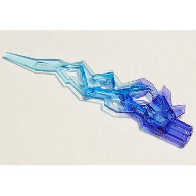 trans-purple hero factory weapon accessory flame lightning bolt with axle hole with marbled trans-light blue pattern