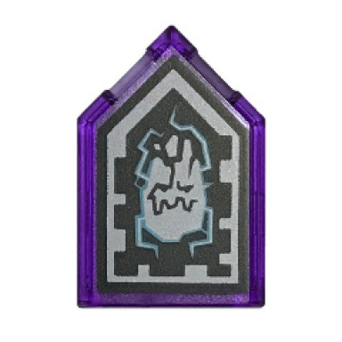 trans-purple tile modified 2 x 3 pentagonal with nexo forbidden power shield pattern - corrupting crush