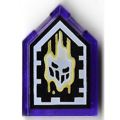 trans-purple tile modified 2 x 3 pentagonal with nexo forbidden power shield pattern - malicious melting