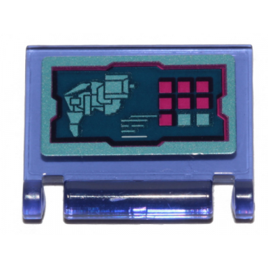 trans-purple minifigure utensil book cover with wyld-mayhem star fighter control display pattern sticker - set 70849