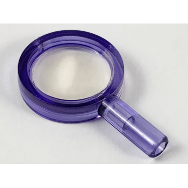 trans-purple minifigure utensil magnifying glass thin frame and hollow handle with trans-clear lens