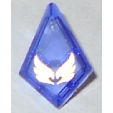 trans-purple tile modified 1 x 2 diamond with bar with gold wings pattern