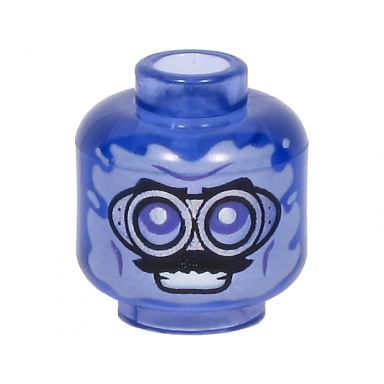 trans-purple minifigure head silver goggles black moustache smile pattern