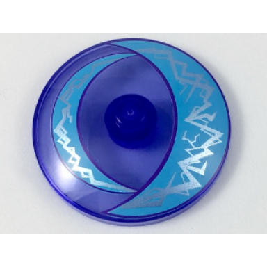 trans-purple dish 4 x 4 inverted radar with solid stud with medium azure crescents and silver lightning pattern