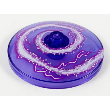 trans-purple dish 4 x 4 inverted radar with solid stud with white electrical spiral pattern
