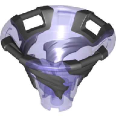 trans-purple tornado of spinjitzu with bar handles on top edge with molded black spiral pattern