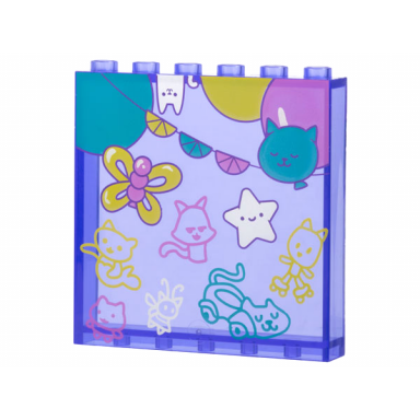 trans-purple panel 1 x 6 x 5 with dark turquoise dark pink silver and yellow balloons garland mercat catrat pandy paws cakey kitty fairy carlita pattern