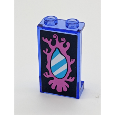 trans-purple panel 1 x 2 x 3 with side supports - hollow studs with mirror pattern sticker - set 41145