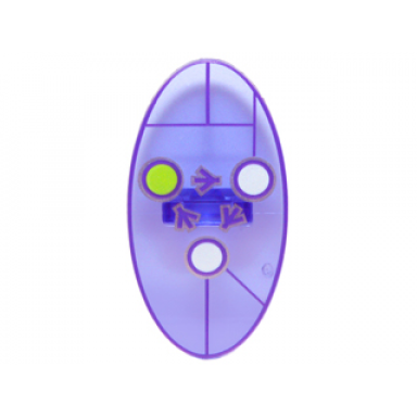 trans-purple minifigure shield elliptical with dimensions keystone symbol with 3 white and lime circles pattern