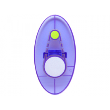 trans-purple minifigure shield elliptical with dimensions keystone symbol with 1 large white and 1 small lime circles pattern