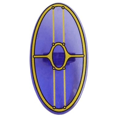 trans-purple minifigure shield elliptical with sw gungan patrol shield without dark pink glow in center pattern