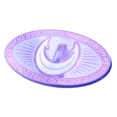 trans-purple minifigure shield elliptical with white crescent moon medium lavender border pattern
