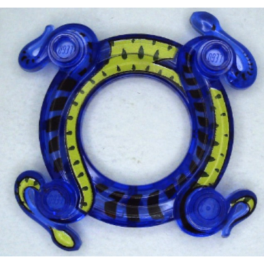 trans-purple ring 4 x 4 with 2 x 2 hole and 2 intertwined snakes with lime pattern ninjago spinner crown