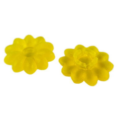 trans-neon yellow clikits icon flower 10 petals 2 x 2 small with pin frosted solid and transparent colors