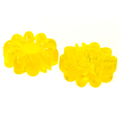 trans-neon yellow clikits icon flower 10 petals 2 x 2 large with hole