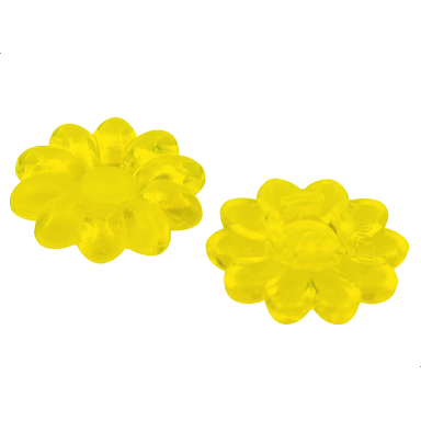 trans-neon yellow clikits icon flower 10 petals 2 x 2 small with pin polished transparent colors only