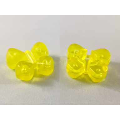 trans-neon yellow clikits icon butterfly 2 x 2 with hole