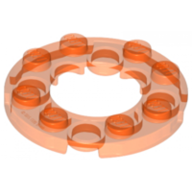 trans-neon orange plate round 4 x 4 with 2 x 2 round open center