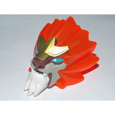 large figure head modified chima lion with blue eyes with white pupils pattern
