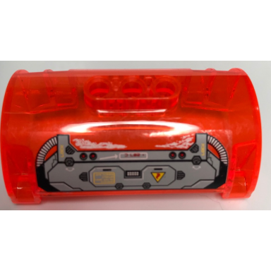 trans-neon orange cylinder half 3 x 5 x 8 with pin holes with lock 207 c and pipes pattern sticker - set 44018