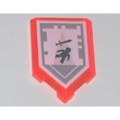 trans-neon orange tile modified 2 x 3 pentagonal with nexo power shield pattern - tractor beam