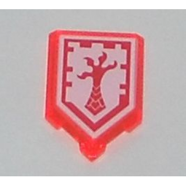 trans-neon orange tile modified 2 x 3 pentagonal with nexo power shield pattern - clapper claw