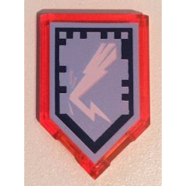 trans-neon orange tile modified 2 x 3 pentagonal with nexo power shield pattern - backlash lightning