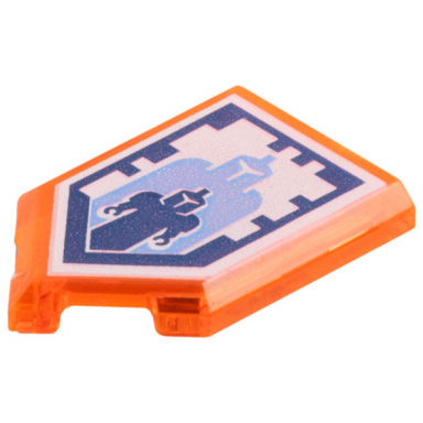 trans-neon orange tile modified 2 x 3 pentagonal with nexo power shield pattern - giant growth