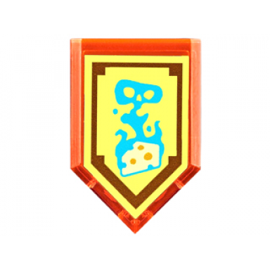 trans-neon orange tile modified 2 x 3 pentagonal with nexo power shield pattern - foul steam