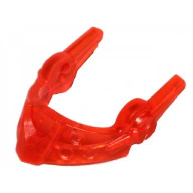 trans-neon orange minifigure visor pointed with round dimples and spikes
