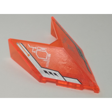 trans-neon orange windscreen 6 x 4 x 1 1 3 pointed with silver circuitry and black vents pattern on both sides stickers - set 70348