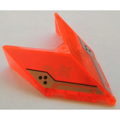 trans-neon orange windscreen 6 x 4 x 1 1 3 pointed with silver circuitry and black dots pattern on both sides stickers - set 70327