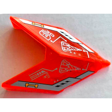trans-neon orange windscreen 6 x 4 x 1 1 3 pointed with silver circuitry step drill and black vents pattern on both sides stickers - set 70354