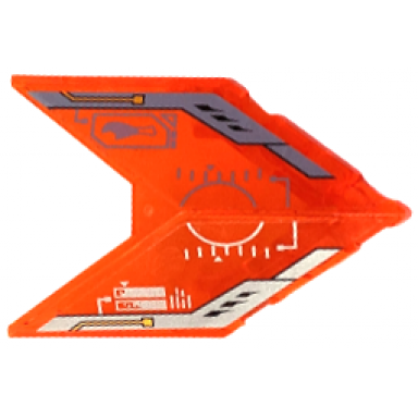 trans-neon orange windscreen 6 x 4 x 1 1 3 pointed with silver circuitry wrench and black vents pattern on both sides stickers - set 70354
