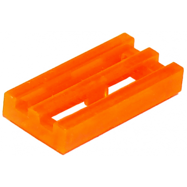 trans-neon orange tile modified 1 x 2 grille with bottom groove
