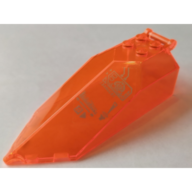 trans-neon orange windscreen 10 x 4 x 2 1 3 canopy pointed with bar handle with silver danger and circuitry pattern sticker - set 70355
