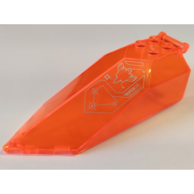 trans-neon orange windscreen 10 x 4 x 2 1 3 canopy pointed with bar handle with silver circuitry pattern sticker - set 70351