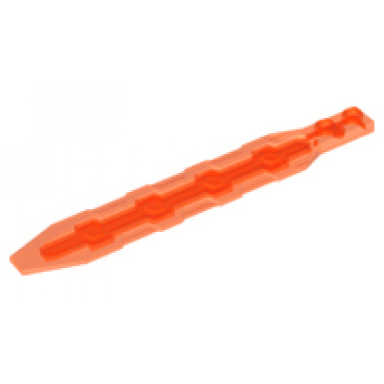 trans-neon orange plate modified 1 x 13 sword with angled side extensions textured panel inset with hexagons