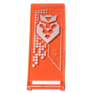 trans-neon orange flag 7 x 3 with bar handle with silver 6882-6951 and lion head with crown pattern sticker - set 70326
