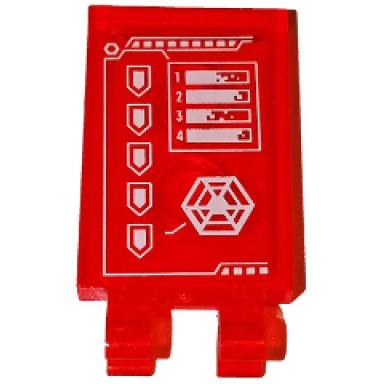 trans-neon orange tile modified 2 x 3 with 2 clips with white nexo knights control panel pattern sticker - set 70317