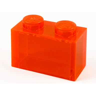 trans-neon orange brick 1 x 2 without bottom tube