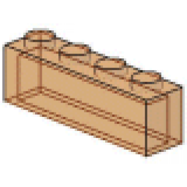 trans-neon orange brick 1 x 4 without bottom tubes