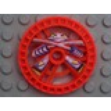 trans-neon orange technic disk 5 x 5 - roborider talisman wheel ninja mold with robot pattern