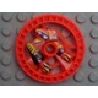 trans-neon orange technic disk 5 x 5 - roborider talisman wheel flame mold with robot pattern