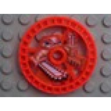 trans-neon orange technic disk 5 x 5 - roborider talisman wheel chain-saw mold with robot pattern