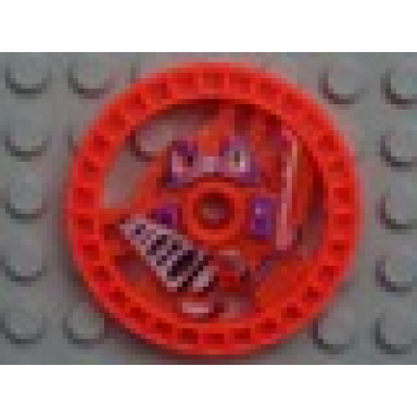 trans-neon orange technic disk 5 x 5 - roborider talisman wheel grab mold with robot pattern