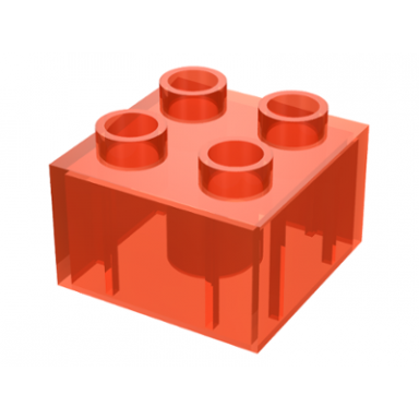 trans-neon orange duplo brick 2 x 2