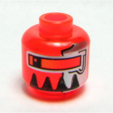 trans-neon orange minifigure head alien with robot large black teeth pattern