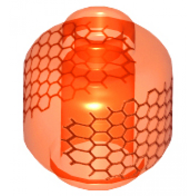 trans-neon orange minifigure head without face with hexagonal honeycomb pattern